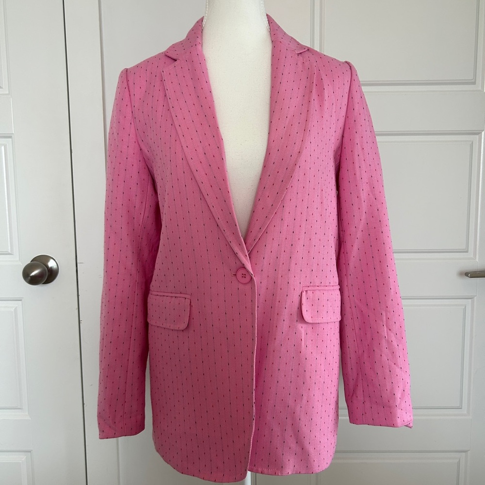 Pink Textured Oversized Blazer